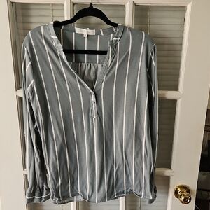 ❤️Eden & Olivia Green and White Striped Button Down Shirt. Sz XL